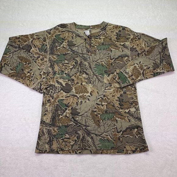 Duofold Camo Long Sleeve Henley Mens XL Hunting Camouflage Outdoors - Picture 1 of 10